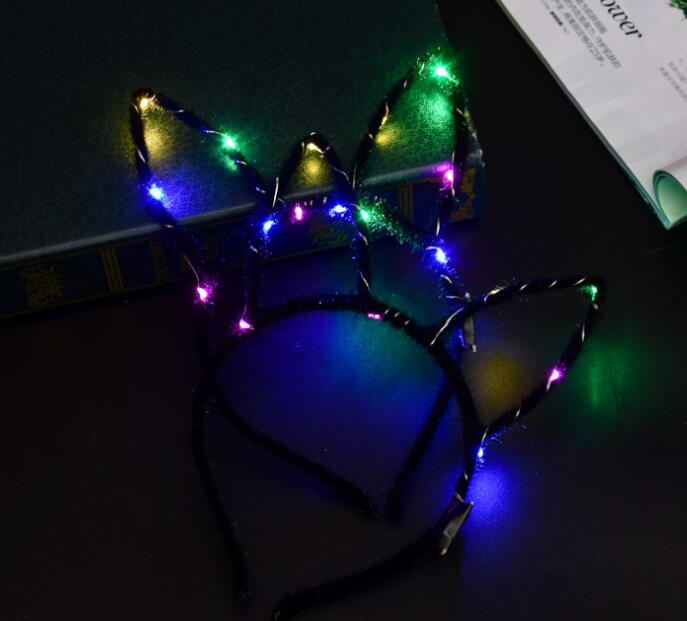 LED Light Up Glowing Rabbit Ear Headband Bunny Women Girl Flashing Headwear Easter Cosplay Dress Up Props Christmas Hairband hair stick