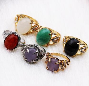 new Fashion Jewelry Mixed style Mixed order Exaggeration Opal Turquoise gemstone crystal Ring for Women