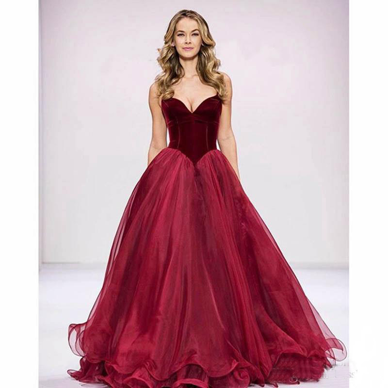 Vintage Dark Red Prom Dresses Organza Sweetheart A line Princess Royal African Party Gowns Simple Custom Made Evening Gowns