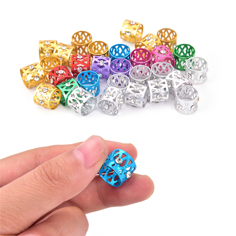 Hair Extension Tool Jewelry Metal Tube Lock Rhinestone Hair Dread Braids Dreadlock Beads Adjustable Braid Cuffs Clip H1469