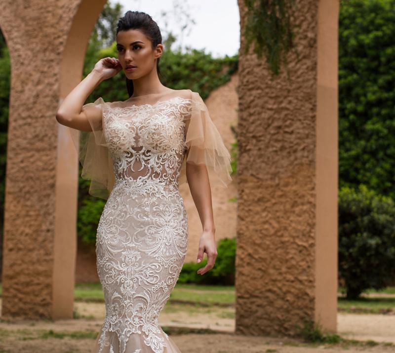 Sheer Bateau Neck Mermaid Wedding Dresses Backless Lace Bridal Gowns Sweep Train Vestidos de novia Plus Size