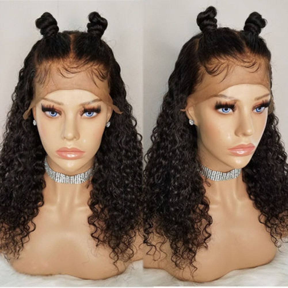 Transparent hd Curly Lace Front Human Hair Wigs-Glueless 130% Density Brazilian Virgin Remy Wigs with Baby Hairs for African Americans 12 inch Natural