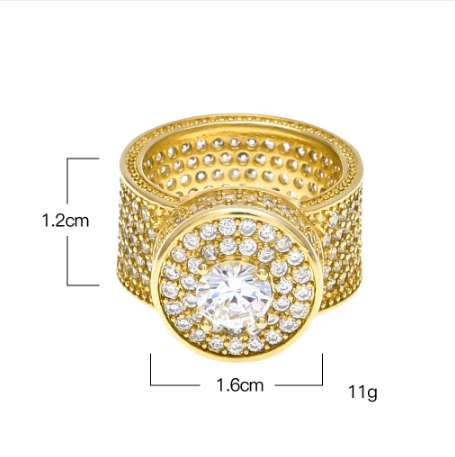 Mens Hip Hop Jewelry Bling Bling Gold Silver Plating Zircon Rings Copper Hiphop Big Rings Accessories
