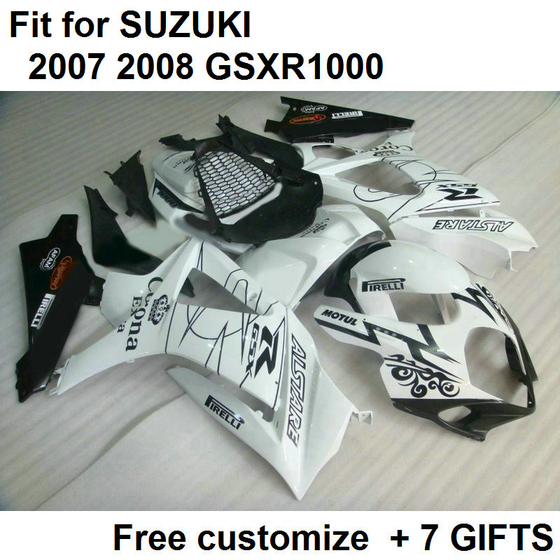 High quality fairing kit for Suzuki GSXR1000 07 08 black white fairings set GSXR1000 2007 2008 FV03, Same as picture
High quality fairing kit for Suzuki GSXR1000 07 08 black white fairings set GSXR1000 2007 2008 FV03, Same as picture