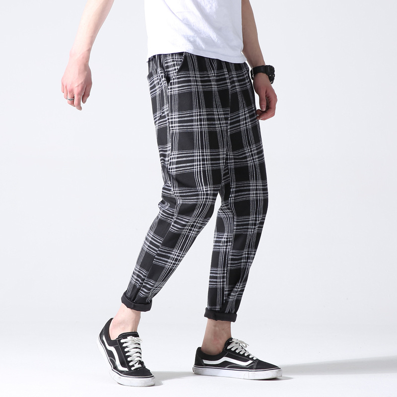 Mens Joggers Plaid Casual Pants Comfortaber Men Streetwear Sweatpants pantalon homme Harem Pant Male Trousers pantalones hombre