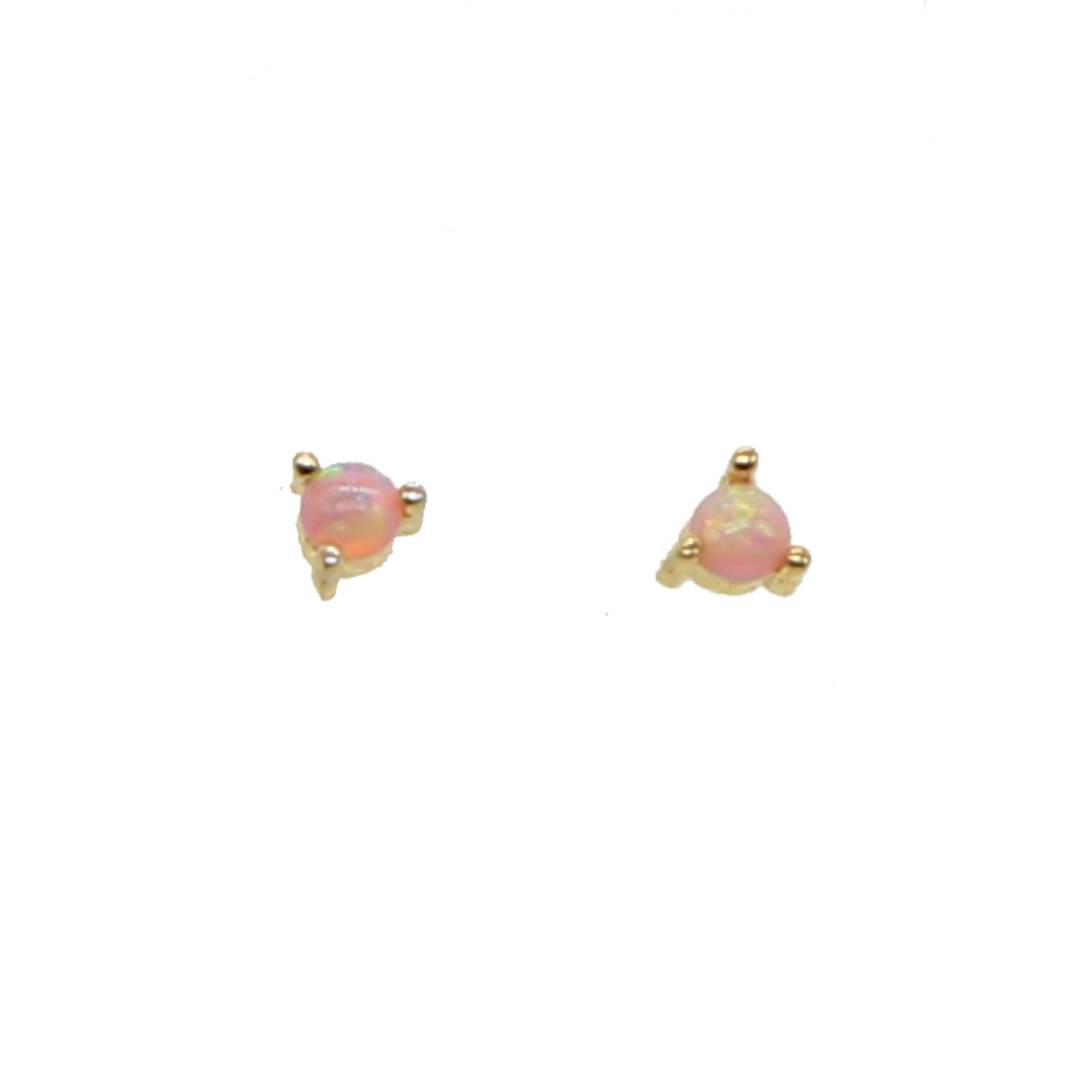 Pink White Blue Fire Opal Stud 2.5mm Mini Stone Prong Setting Single Stone Cute Lovely 925 Sterling Silver Earring