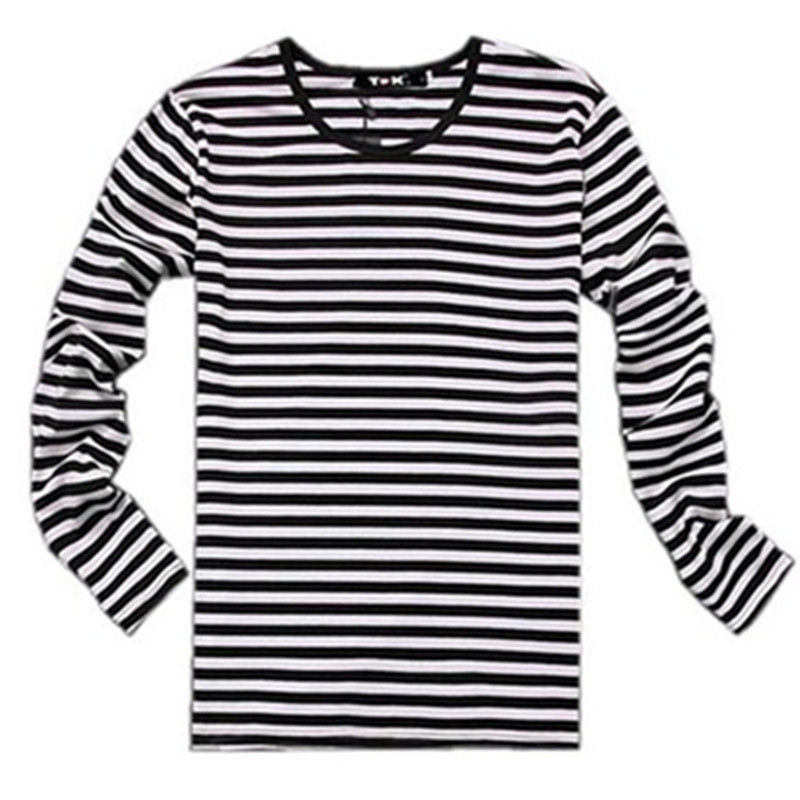 Navy style long-sleeve shirt men T-shirt o-neck stripe t shirt men navy vintage basic 95% cotton