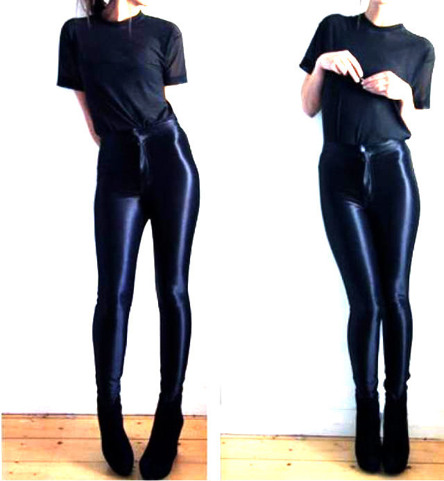 Women Fashion Brand New High Waist Candy Color Shiny Dance Disco Pants American A Pencil Workout Pants Hot Plus Size XL