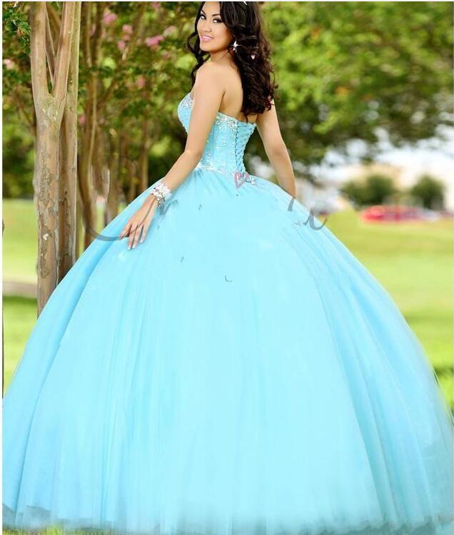 Customized Princess Prom Dress With Sweetheart Shining Crystals Lace Up Back Corset Ball Gowns Evening Dresses