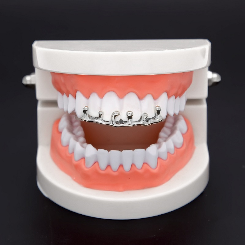 Gold Plated Teeth Grillz Volcanic Lava Drip Grills High Quality Mens Hip Hop Jewelry