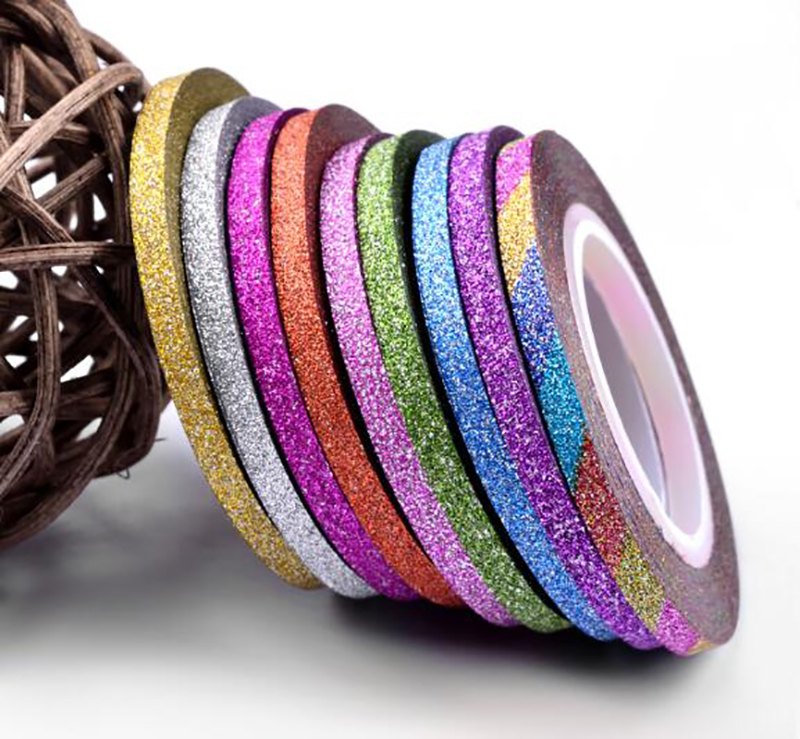 nail art decoration kit Charms 1 Roll 1mm/2mm/3mm Glitter Nail Striping Tape Line For Nails DIY Decoration Nail Art Stickers rolls Beauty Accessories