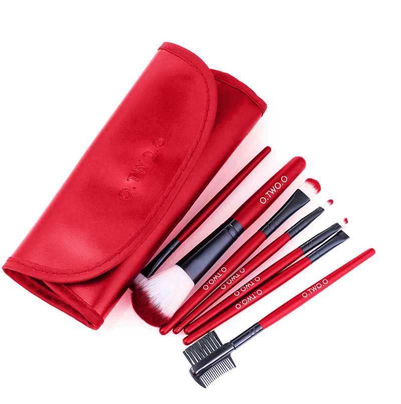 O.TWO.O Makeup Brushes Set 7pcs/lot Soft Synthetic Hair Blush Eyeshadow Lips Make Up Brush With Leather Case For Beginner Brush