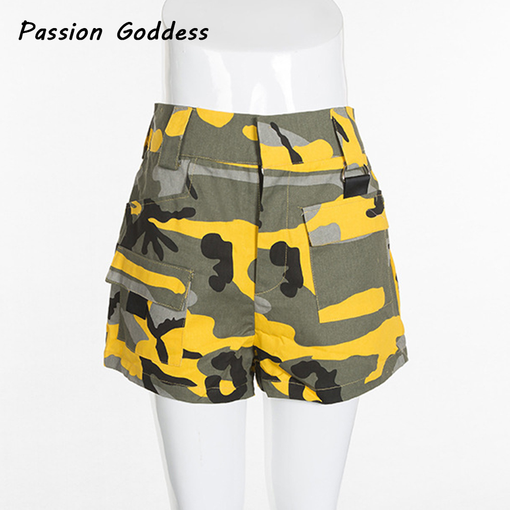 Women Cool Baggy Cargo Orange Camo Shorts Casual Pocket Short Overalls Gray Camouflage Loose Cargo Shorts Punk High Waist