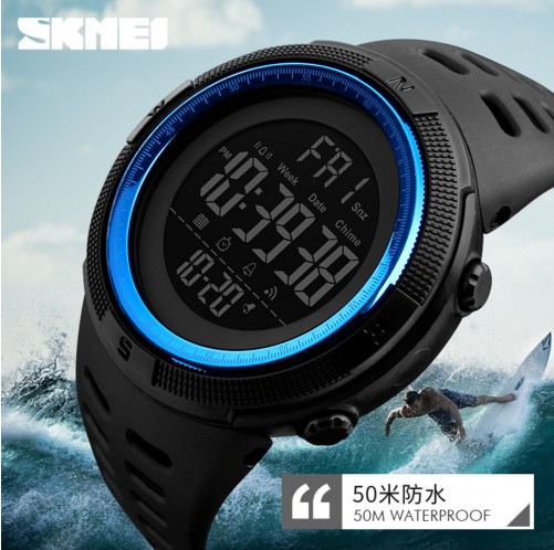 SKMEI Chronograph Sports Watches Men Silicone Countdown LED Digital Watch Military Waterproof Wristwatches Alarm Clock Male free shipping