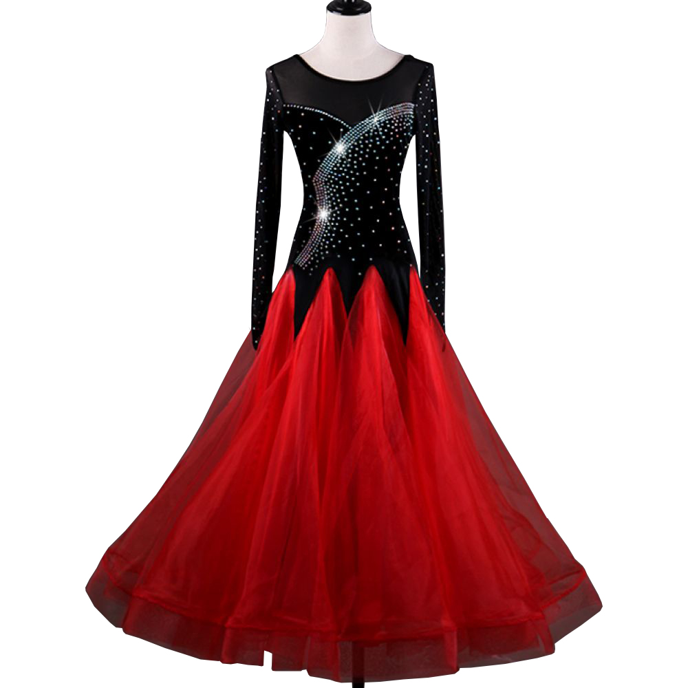 Ballroom Dance Competition Dresses Tango Waltz Dress Flamenco Standard Dance Dresses D263 with Rhinestones Big Sheer Hem, Red
Ballroom Dance Competition Dresses Tango Waltz Dress Flamenco Standard Dance Dresses D263 with Rhinestones Big Sheer Hem, Red