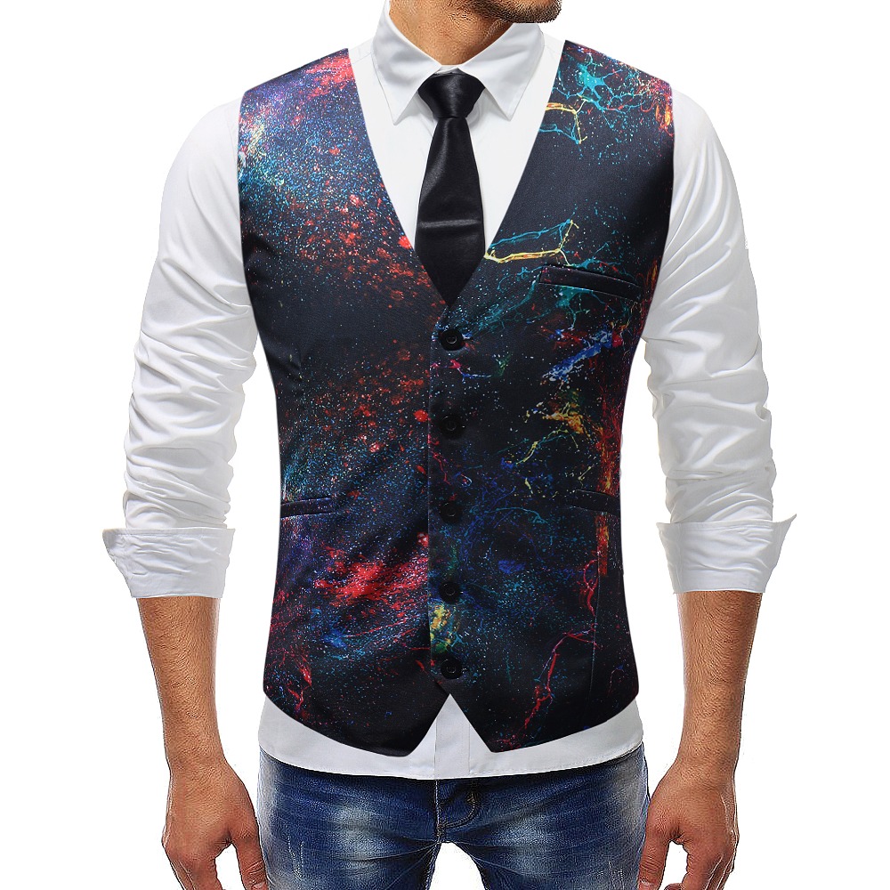 

Printed Mens Suit Vest Business Men Slim Fit Waistcoat Casual Sleeveless Formal Wear Wedding Weste Herren Gilet Costume Homme, M08