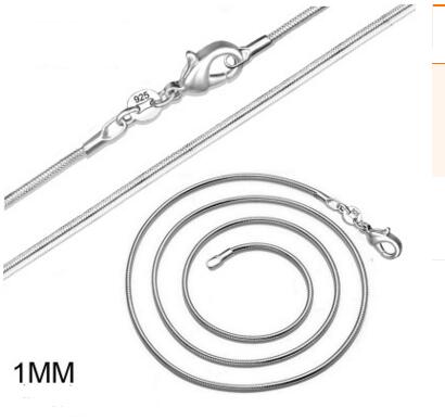 925 Sterling Silver Necklaces 1mm Snake Chain Necklace Charms Smooth Snake Chain Necklace 16-24 inches Fashion Jewelry Free EMS
925 Sterling Silver Necklaces 1mm Snake Chain Necklace Charms Smooth Snake Chain Necklace 16-24 inches Fashion Jewelry Free EMS