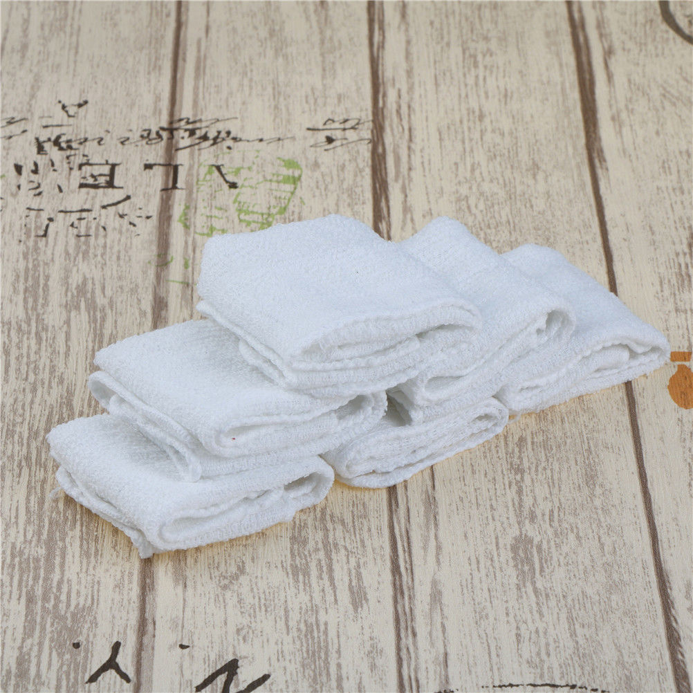 Novelty 6pcs White Square Cotton Face Hand Car Cloth Towel House Cleaning FT