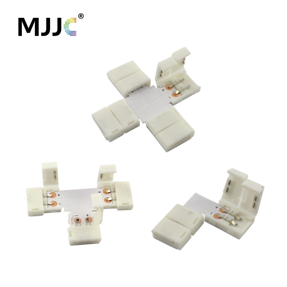 Solderless LED Strip Connector 2 Pin 8MM 10MM L T + Cross Shape Right Angle Corner Connector for Single Color LED Strip Light
Solderless LED Strip Connector 2 Pin 8MM 10MM L T + Cross Shape Right Angle Corner Connector for Single Color LED Strip Light