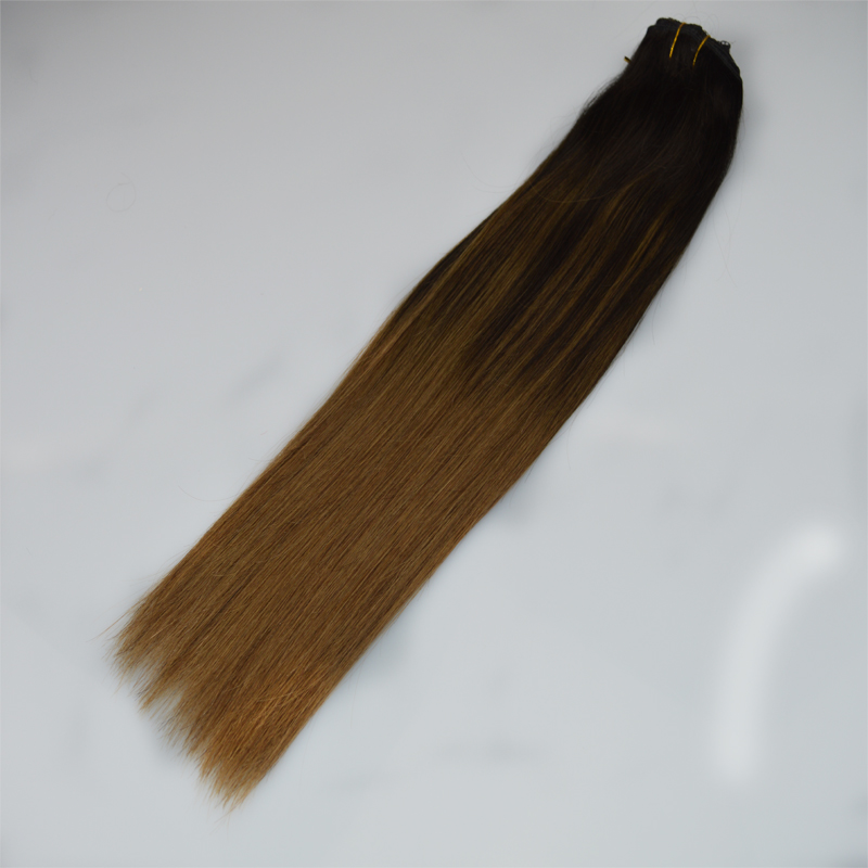 Balayage #2#6 Highlight Color Silk Straight 7Pcs 120g Clips In Hair Extension Brazilian Human Hair extension