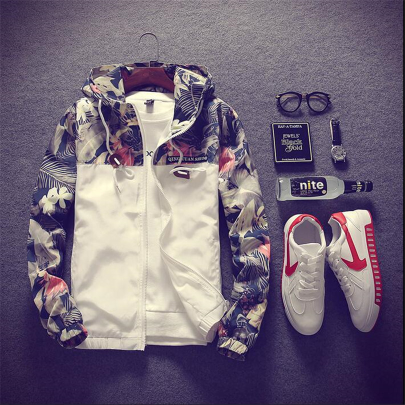 Drop Shipping 2018 Floral Bomber Jacket Men Hip Hop Slim Fit Flowers Pilot Bomber Jacket Coat Men's Hooded Jackets Plus Size 4XL D18100803