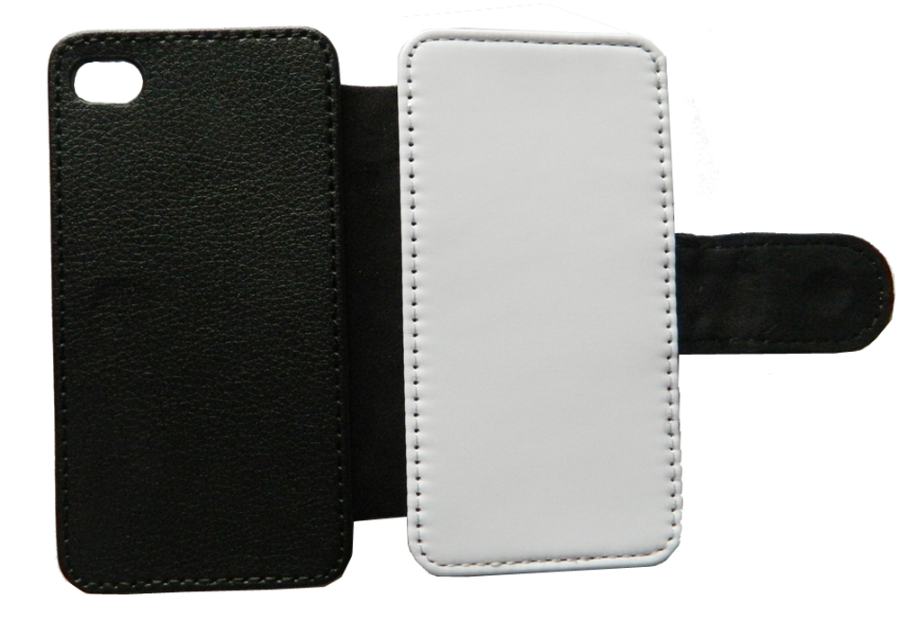 Flip Leather case for iPhone 4 4S sublimation case + blank printable polyester cloth, Black 
Flip Leather case for iPhone 4 4S sublimation case + blank printable polyester cloth, Black