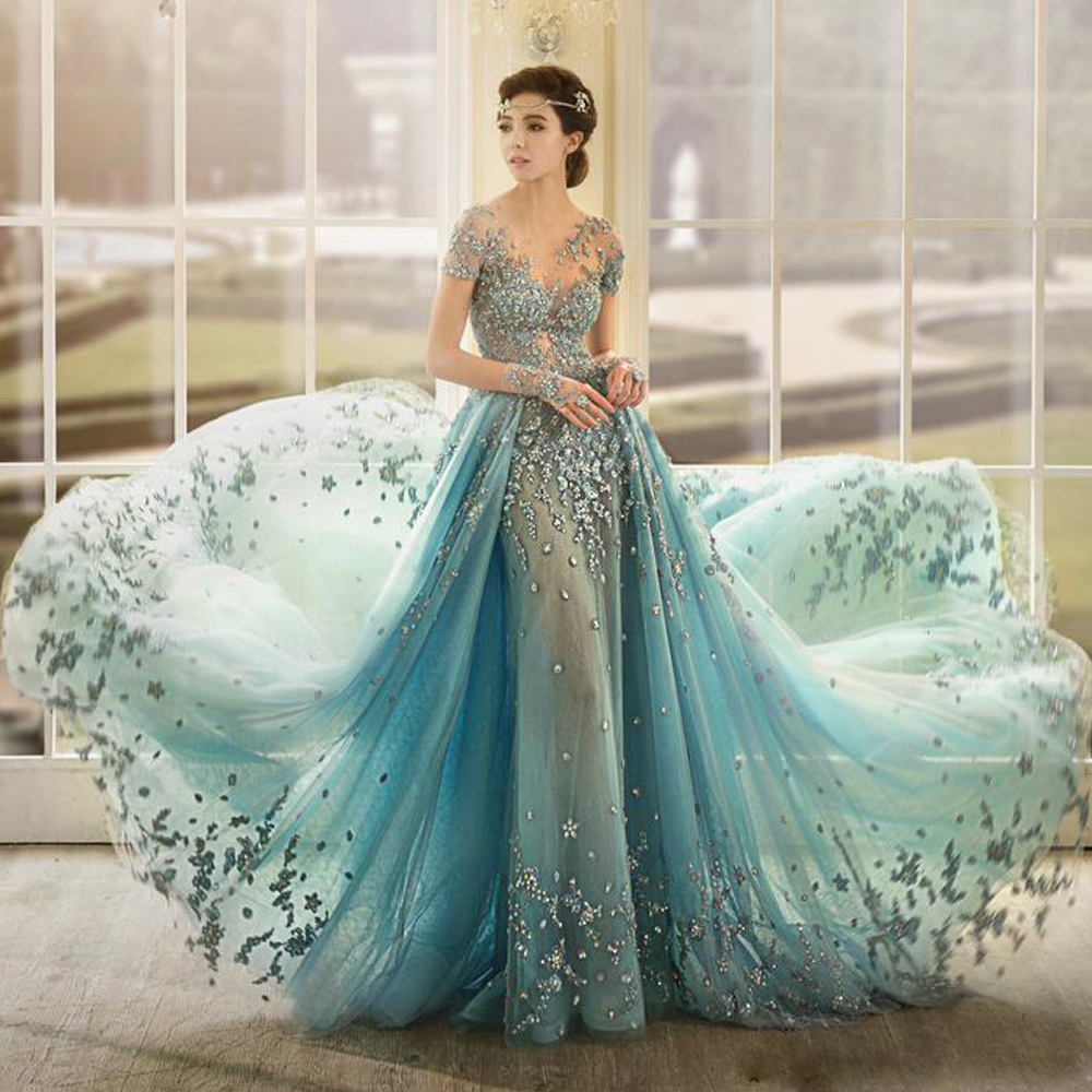 Gorgeous Crystal Mermaid with Overskirt Evening Dresses Scoop Neck Lace Appliques Beaded Celebrity Gown Long Tulle Formal Evening Wear, Gold
Gorgeous Crystal Mermaid with Overskirt Evening Dresses Scoop Neck Lace Appliques Beaded Celebrity Gown Long Tulle Formal Evening Wear, Gold