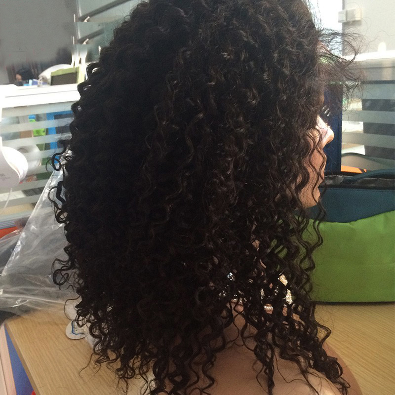 New style Heat Resistant #1B #2 #4 Synthetic Lace Front Wig With bangs Glueless short Kinky Curly Wig For Black Women