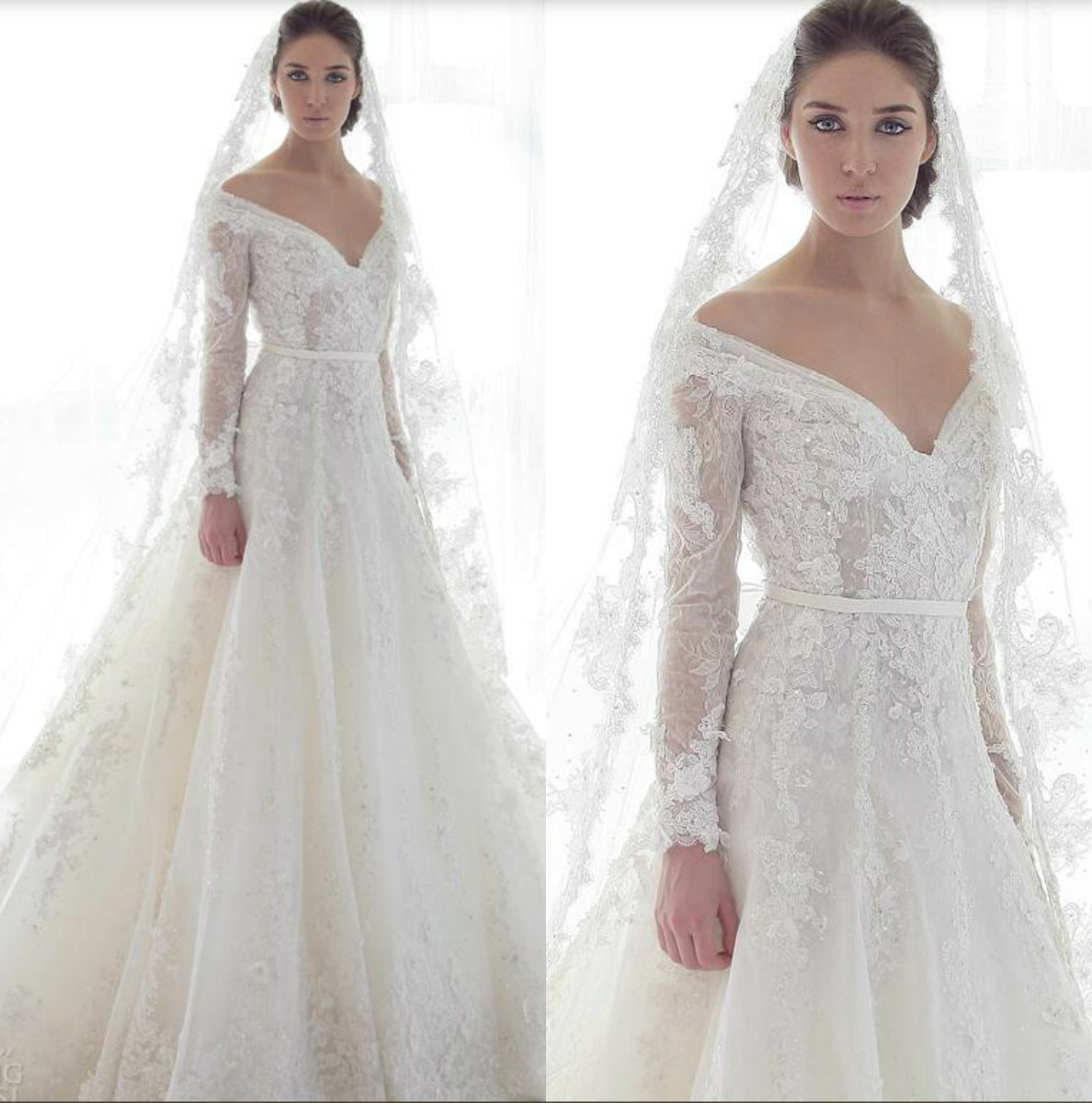 Ziad Nakad A Line Lace Wedding Dresses Deep V Neck Long Sleeves Floor Length Bridal Dress Wedding Gowns Plus Size, Gold
Ziad Nakad A Line Lace Wedding Dresses Deep V Neck Long Sleeves Floor Length Bridal Dress Wedding Gowns Plus Size, Gold