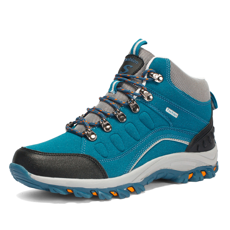 New Arrival Quality Waterproof Hiking Boots Mid-cut Mountain Outdoor Sneakers EVA Hiking Shoes, Black