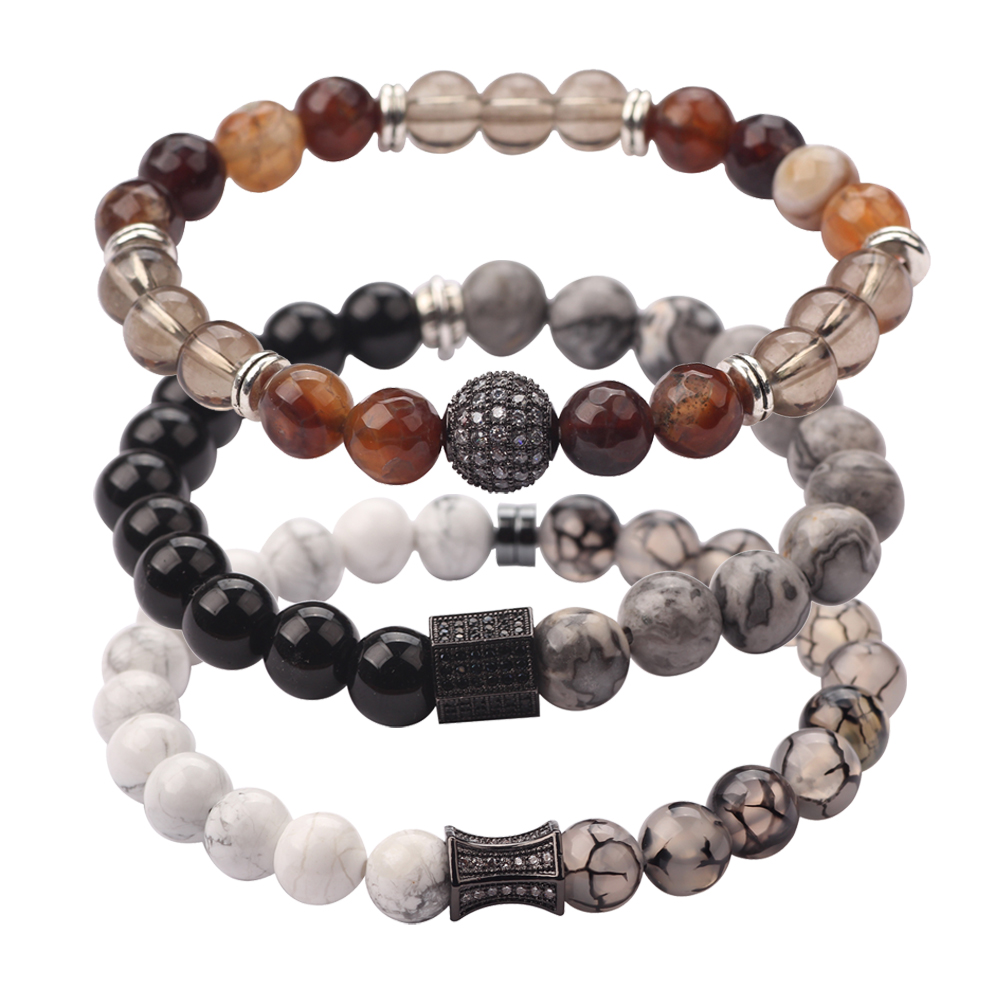 Nieuw design handgemaakte mannen coole messing strengen kralen armband voor cadeau