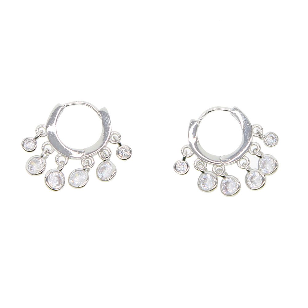 2024 new arrived fashion earring tassel cz drop charm mini hoop 3 colors Gold plated high quality Trendy Gorgeous women gift jewelry