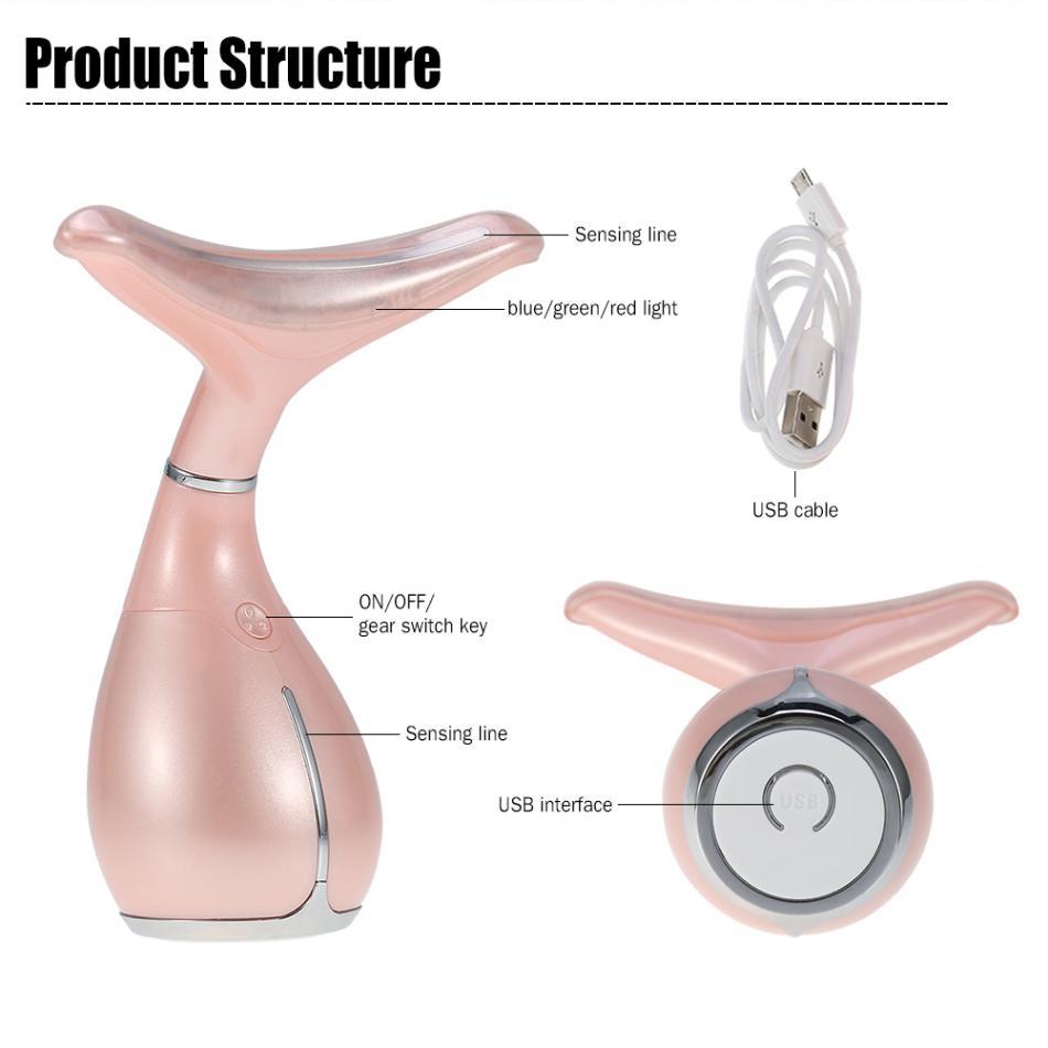 LED Neck Massager Photon Therapy Vibration Wrinkle Removal Massage Machine Neck Skin Tighten Firming Lifting Beauty Skin Device