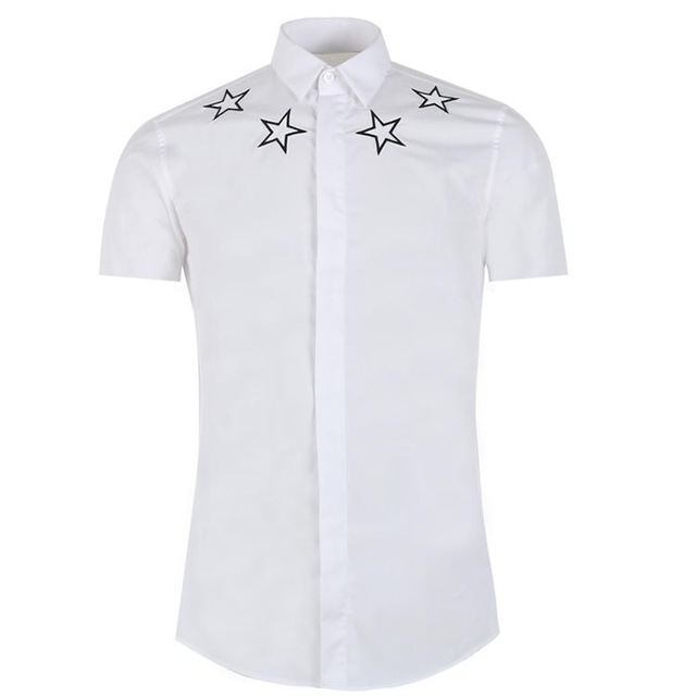 2018 Men Casual Shirt Slim Fit Pentagra Embroidery Shirt High Quality Camisa Masculina Chemise Homme Short Sleeve Shirt, White
2018 Men Casual Shirt Slim Fit Pentagra Embroidery Shirt High Quality Camisa Masculina Chemise Homme Short Sleeve Shirt, White