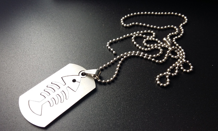 1pcs stainless steel double layer fish bone charm pendant necklace detachable fish bone necklace sea bottom animal bone necklace jewelry