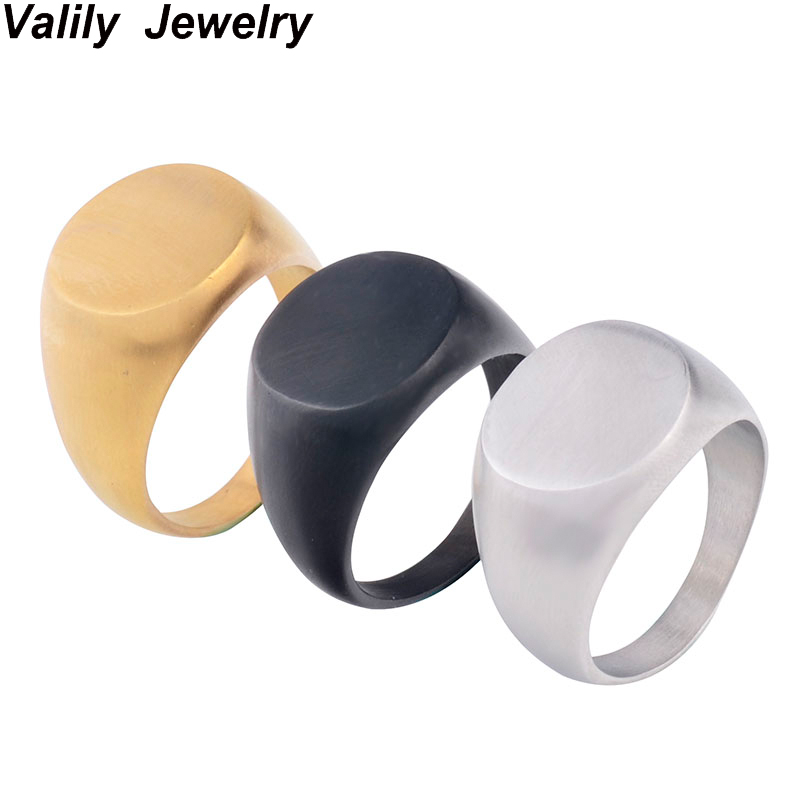 

Valily Jewelry Men's Signet Ring Simple Oval Matte Gold Seal Rings Stainless Steel fashion Ring for Men Anel J