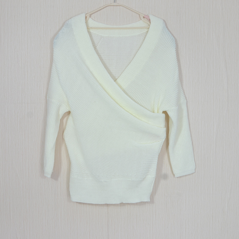 2018 Women Sweater Sexy V neck Cross Knitting Elegant Long Sleeve Pullover Female Winter Clothing Autumn Casual Jumper