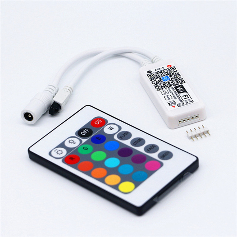 WiFi Mini RGB RGBW LED Controller DC12V With 24Key Remote Control For RGB LED Strip Smart Phone APP Control