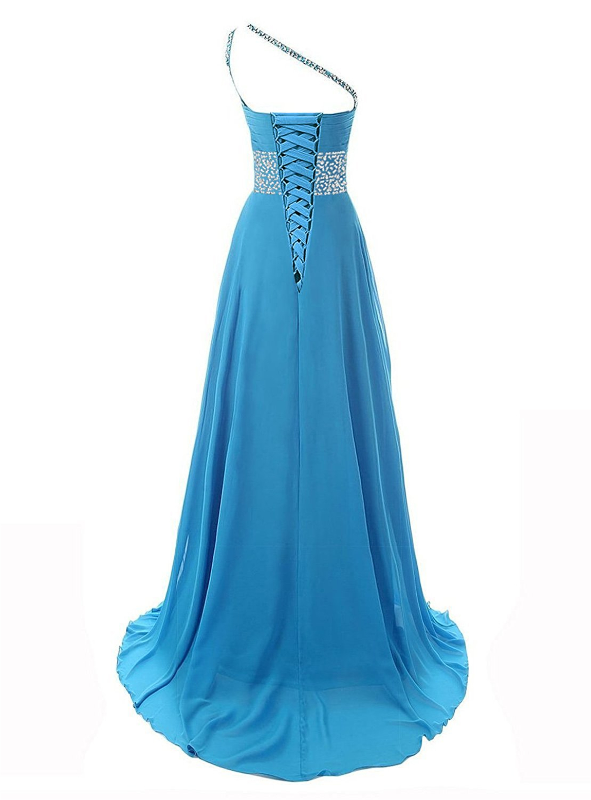 2018 New Cheap Sexy One Shoulder Ombre Long Evening Prom Dresses Chiffon A Line Plus Size Floor-Length Formal Party Gown QC1164