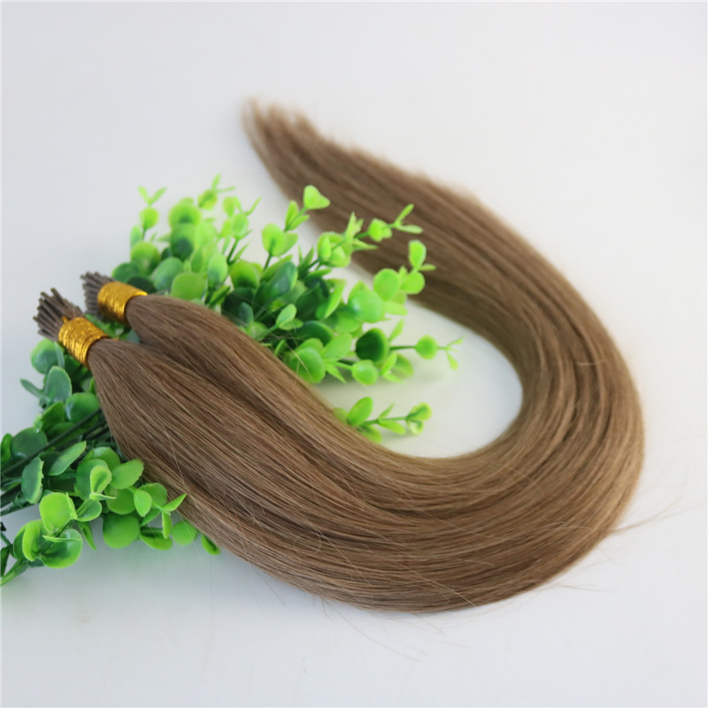 Keratin I-tip Human Hair Extensions Ash Brown #10 Stick-tip Extensions Brazilian Human Hair 100Strands 100gram prebunded hair Straight