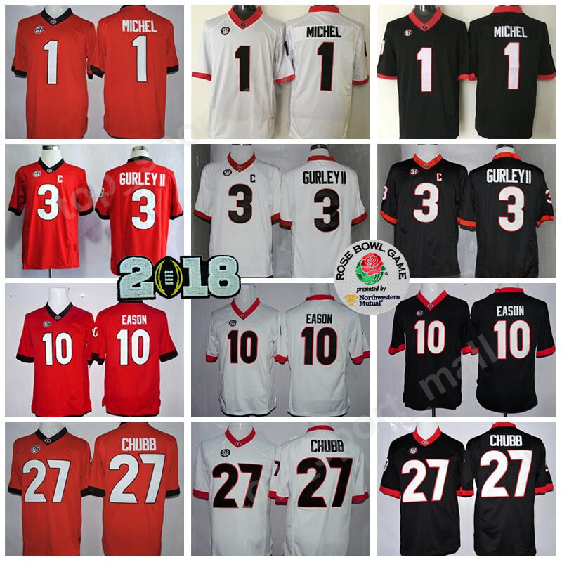 Georgia Bulldogs Jersey 2018 Finals Rose Bowl Patch College Football 1 Sony Michel 3 Todd Gurley 10 Jacob Eason Jersey 27 Nick Chubb от DHgate WW