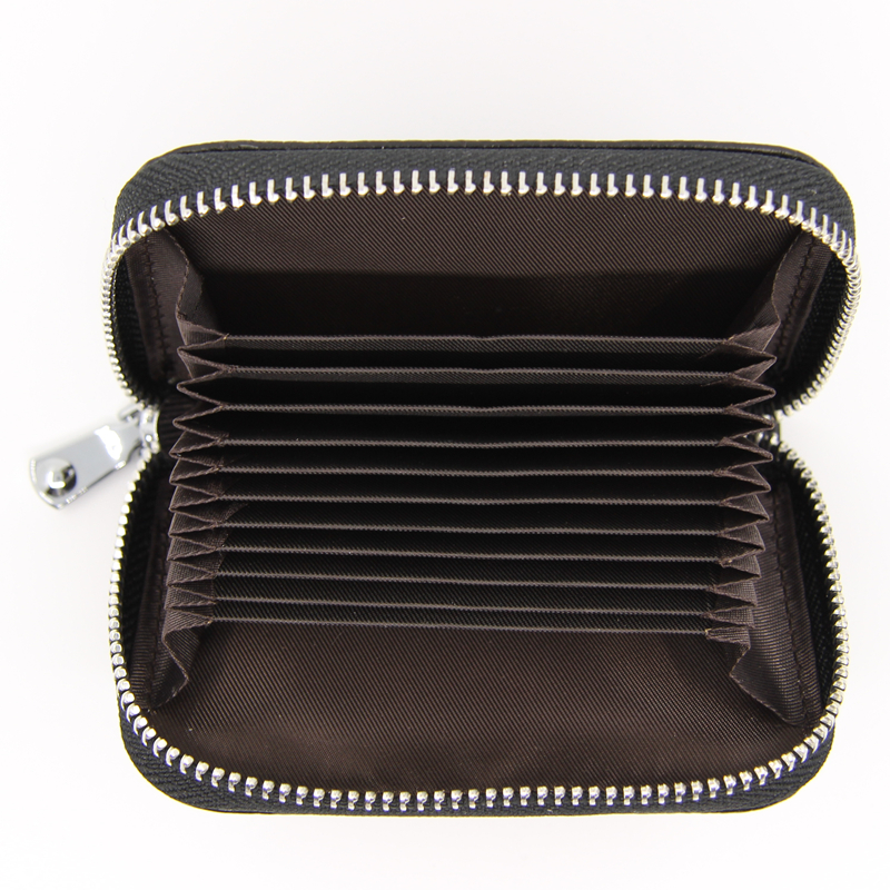Top layer cowleather organ bag RFID antitheft female card clip man card bag multifunction zipper pocket34669138940