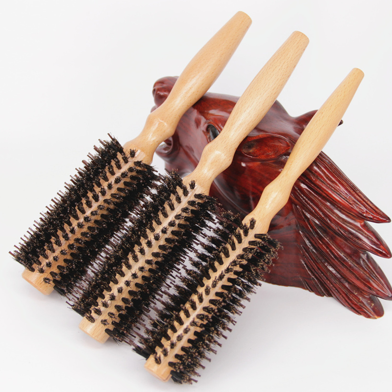 Curly Hair Comb High Quality Wood Handle Natural Boar Bristle Hair Brush Fluffy Comb Hairdressing fast shipping F1643