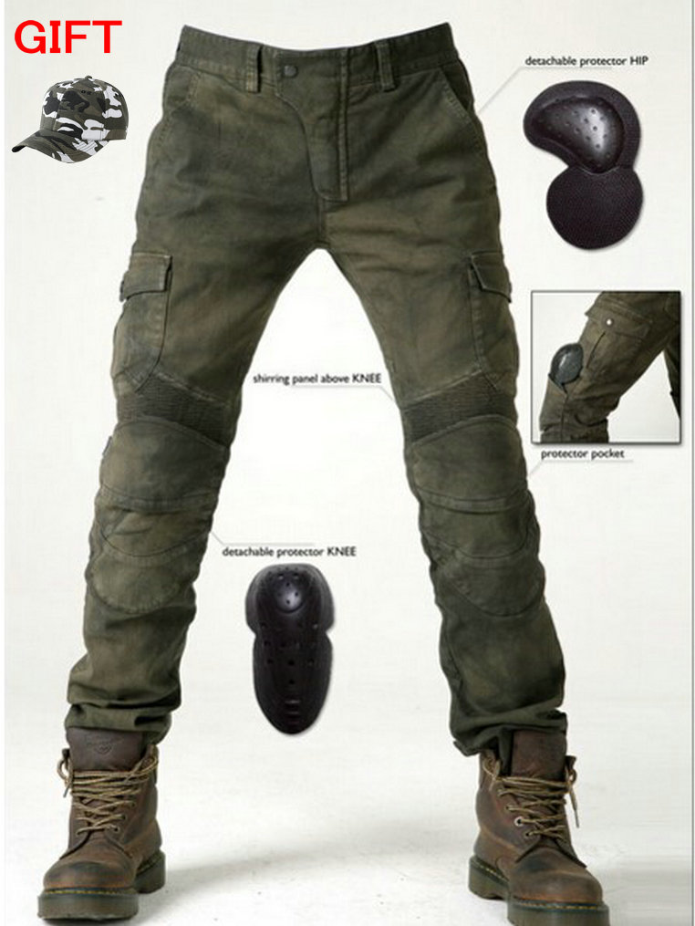 Army Green Uglybros MOTORPOOL UBS06 Jeans Men's Motorcycle Pants Protection Equipment Moto Racing