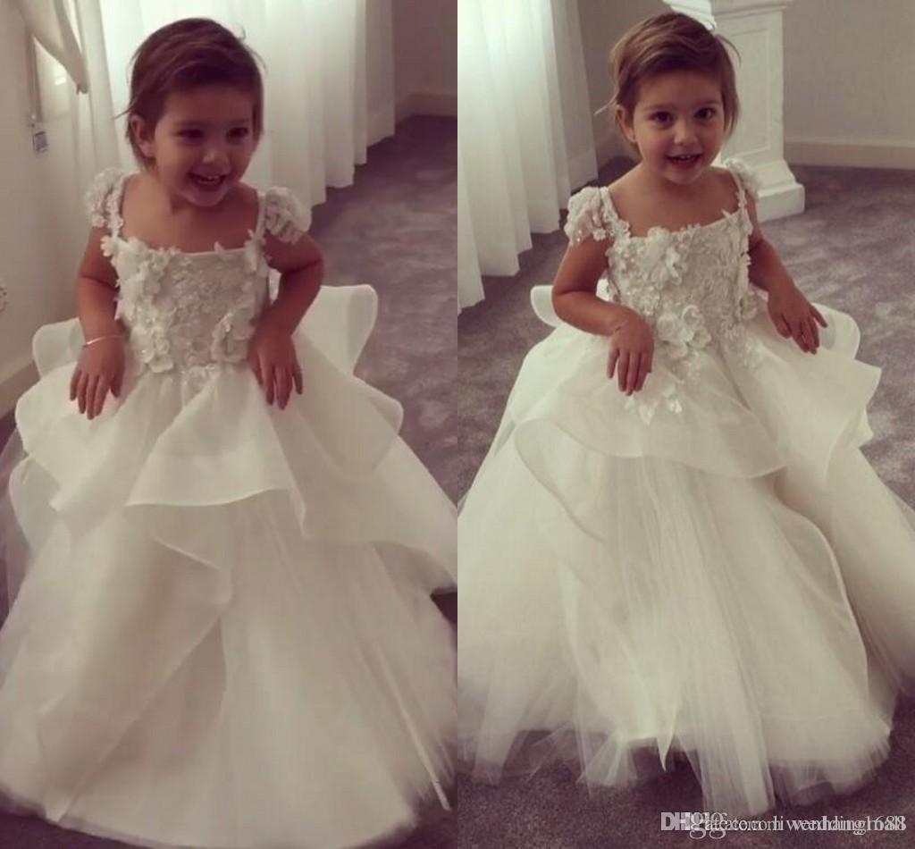 Arabic Lace Beaded Flower Girl Dresses Sheer Neck Child Dresses Ball Gown Tulle Vintage Beautiful Flower Girl Wedding Dresses