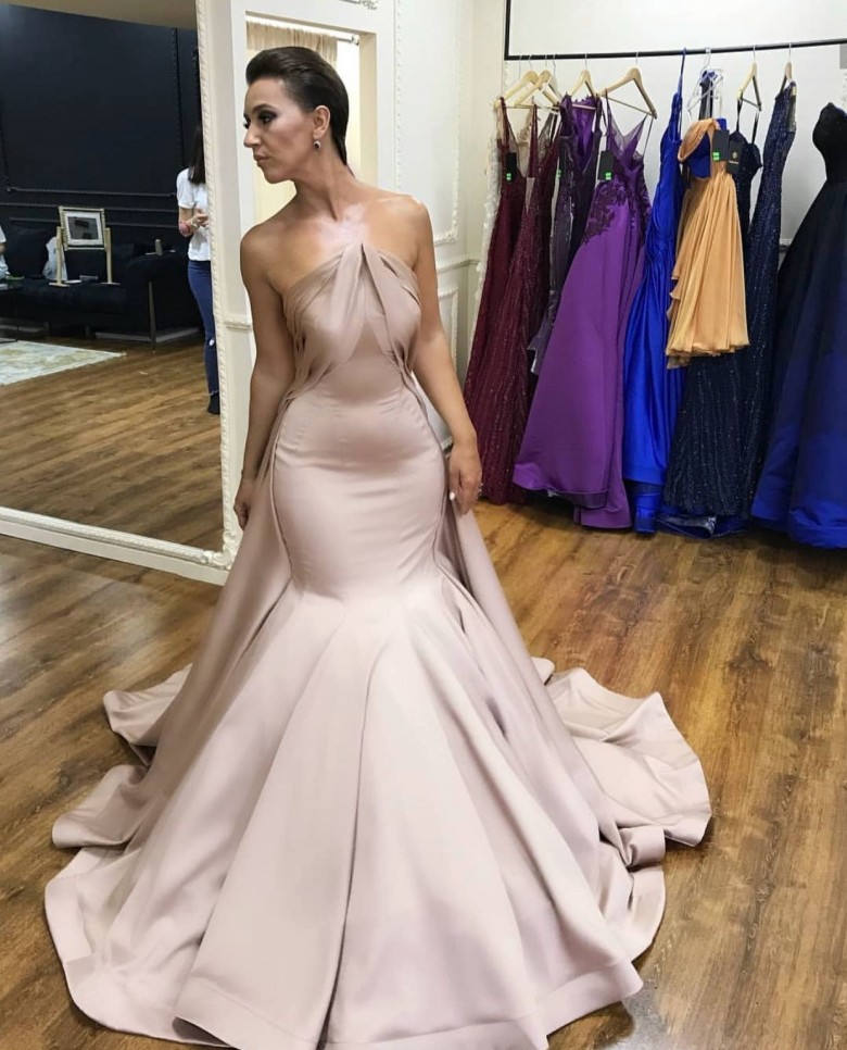 strapless mermaind sweep train stain sleeveless new arrival evening dresses custom made vintage prom dresses