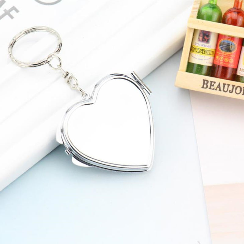 Travel Mini Portable Folding Pocket Compact Makeup Mirror Key Ring Keychain fast shipping F946