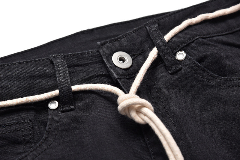 New Mens Hip Hop Ripped Jeans 2018 Destroyed Hole Skinny Biker Jeans White stripe stitching Zipper Decorated Black Light Blue Denim Pants