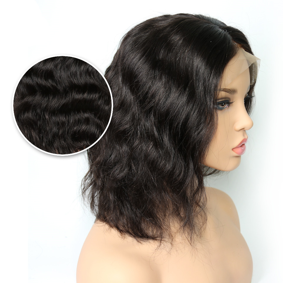 Natural Wave Glueless 5x5 hd Lace Front Wigs 150% Short Bob Wet and Wavy Brazilian Remy Human Hair Wig for Black Women 12Inch