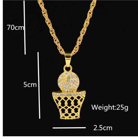 Uodesign Gold Color Fashion Basketball Sports pendant Hip hop Necklace and Keychian Jewelry Bling Bling Iced Out